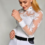 Women's Equestrian Show Shirt White DAISY Design By Dalia - Equiluxe Tack - Equiluxe Tack
