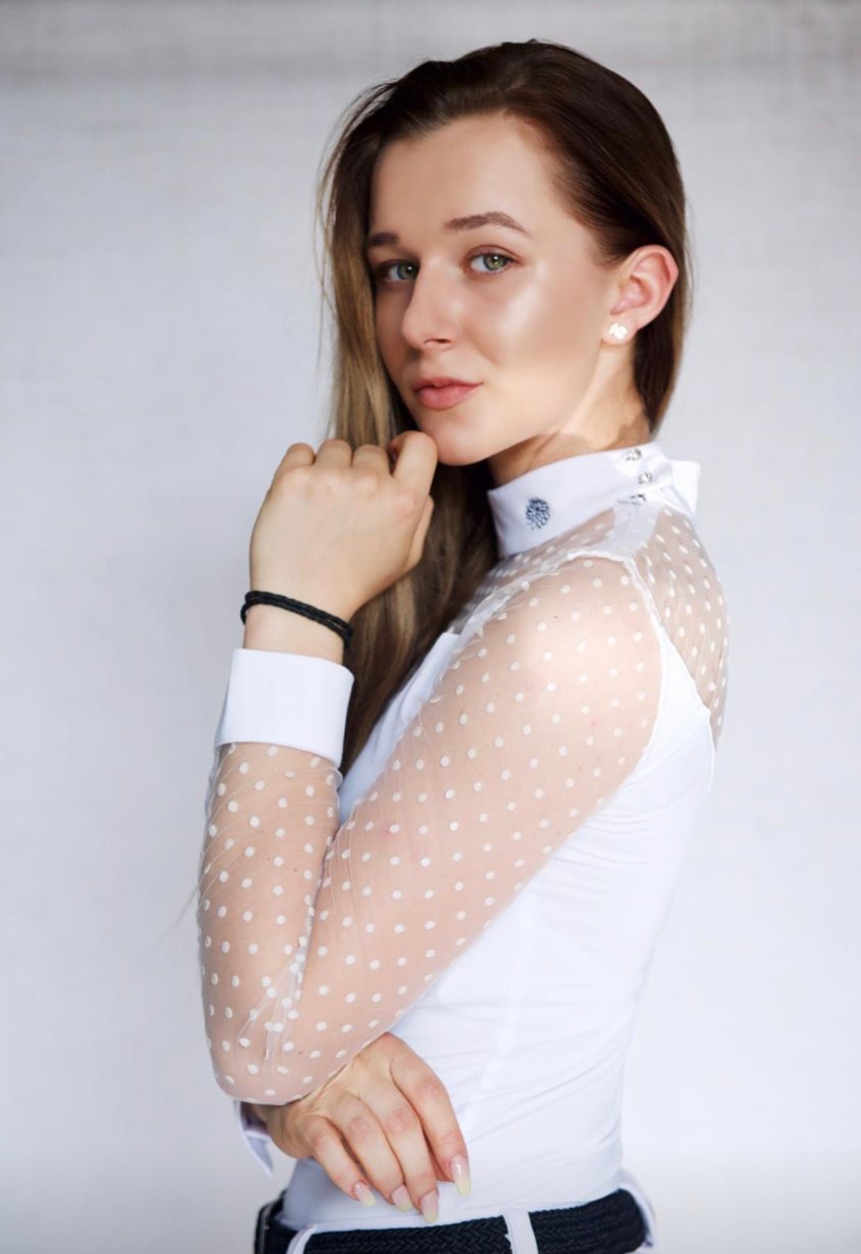 Women's Equestrian Show Shirt White LEXI Design By Dalia - Equiluxe Tack - Equiluxe Tack