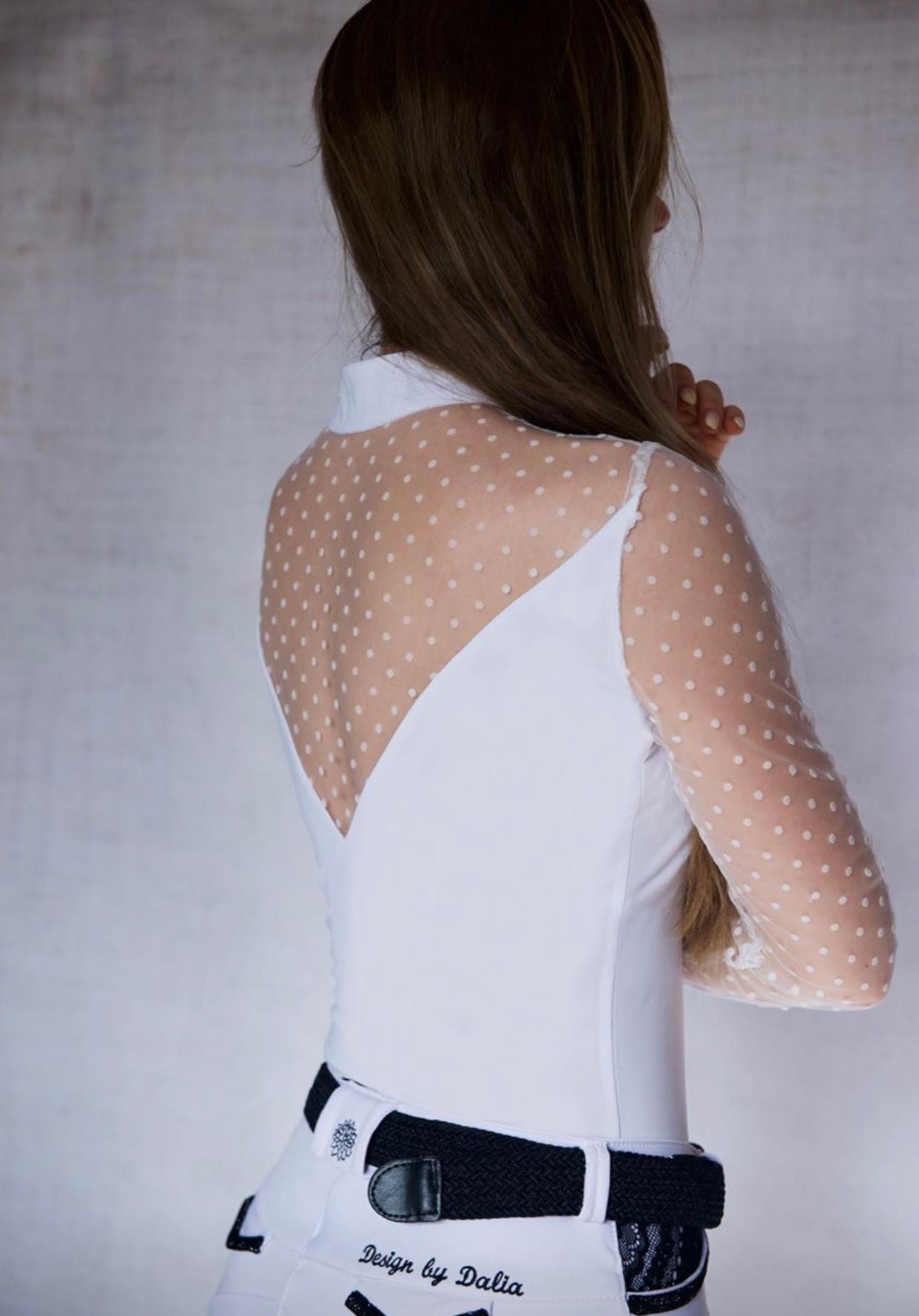 Women's Equestrian Show Shirt White LEXI Design By Dalia - Equiluxe Tack - Equiluxe Tack