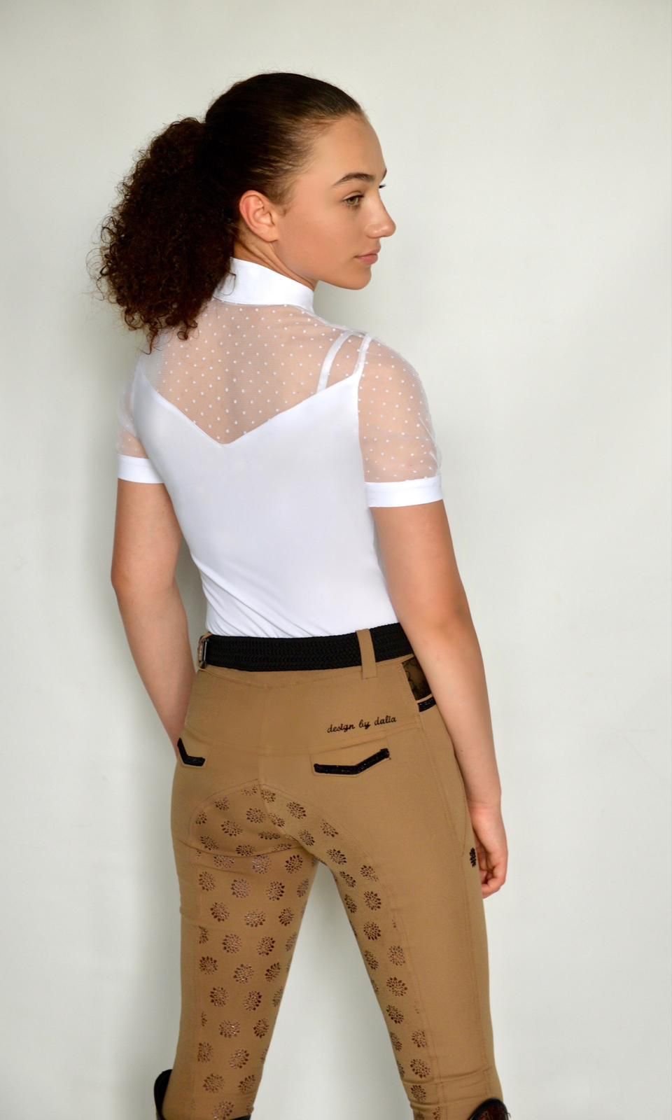 Women's Equestrian Show Shirt White LEXI Design By Dalia - Equiluxe Tack - Equiluxe Tack