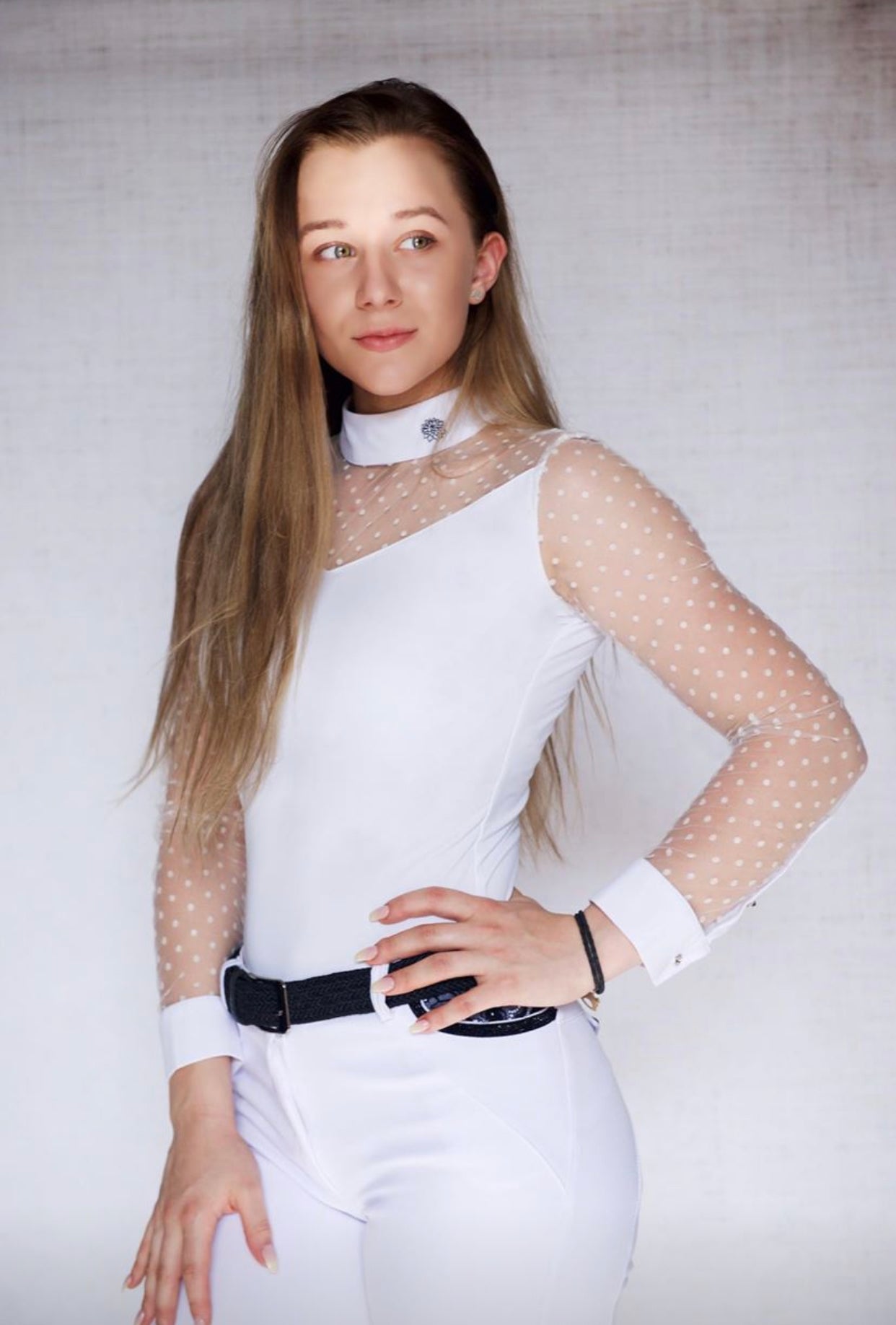 Women's Equestrian Show Shirt White LEXI Design By Dalia - Equiluxe Tack - Equiluxe Tack