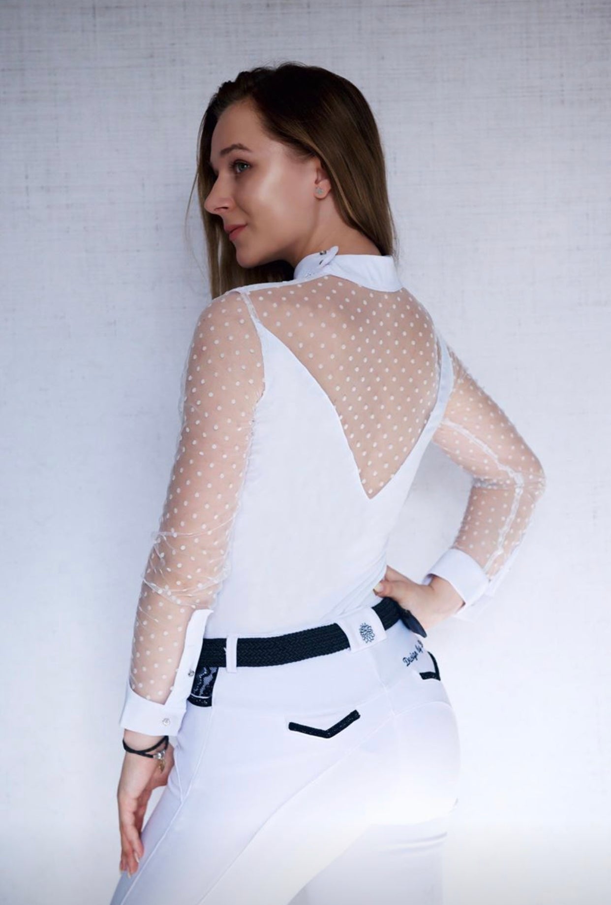 Women's Equestrian Show Shirt White LEXI Design By Dalia - Equiluxe Tack - Equiluxe Tack