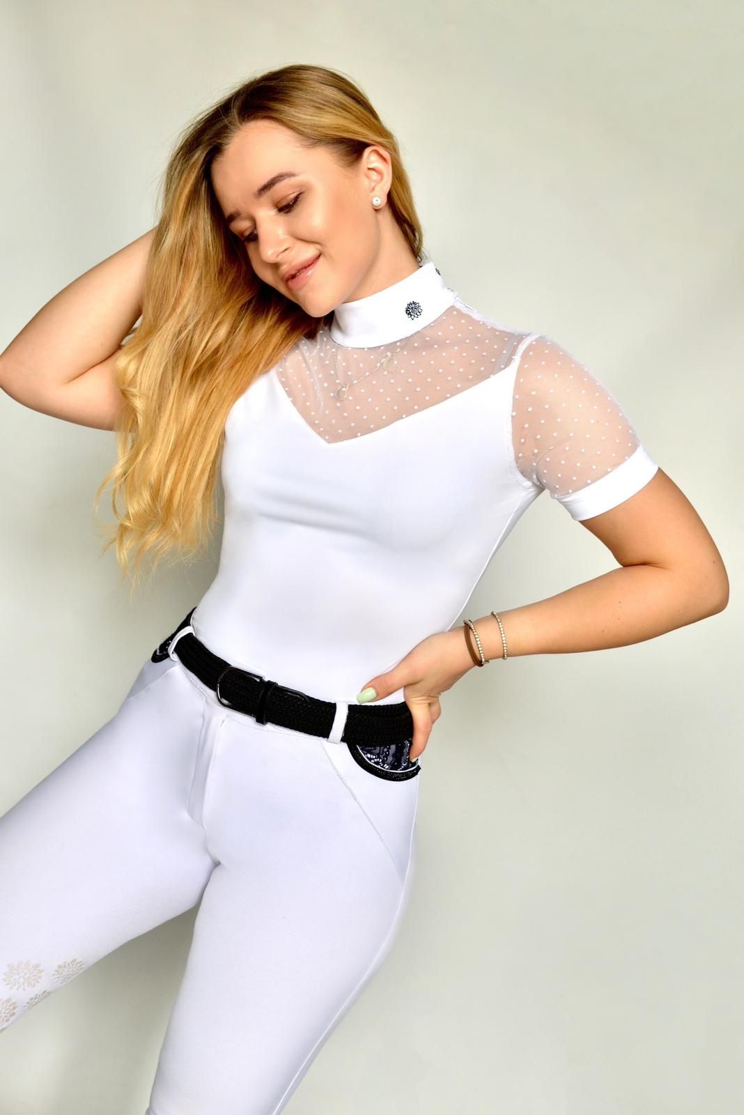 Women's Equestrian Show Shirt White LEXI Design By Dalia - Equiluxe Tack - Equiluxe Tack