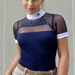 Women's Riding Shirt Navy Blue OPHELIA Design By Dalia - Equiluxe Tack - Equiluxe Tack