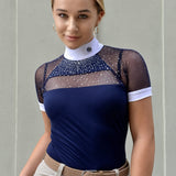 Women's Riding Shirt Navy Blue OPHELIA Design By Dalia - Equiluxe Tack - Equiluxe Tack