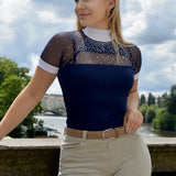 Women's Riding Shirt Navy Blue OPHELIA Design By Dalia - Equiluxe Tack - Equiluxe Tack