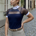 Women's Riding Shirt Navy Blue OPHELIA Design By Dalia - Equiluxe Tack - Equiluxe Tack