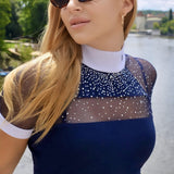 Women's Riding Shirt Navy Blue OPHELIA Design By Dalia - Equiluxe Tack - Equiluxe Tack