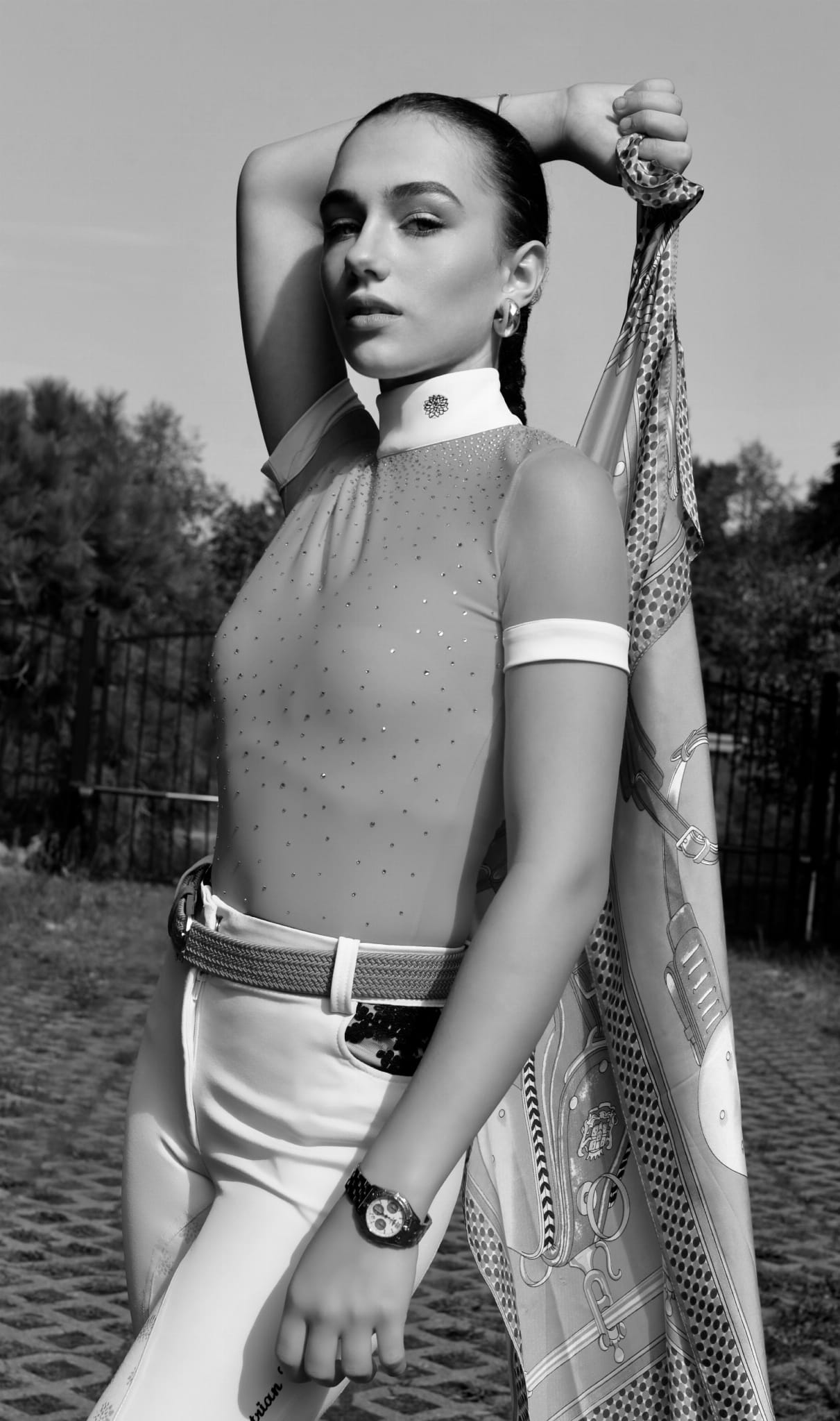 Women's Riding Shirt Orange LAUREL Design By Dalia - Equiluxe Tack - Equiluxe Tack