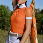 Women's Riding Shirt Orange LAUREL Design By Dalia - Equiluxe Tack - Equiluxe Tack