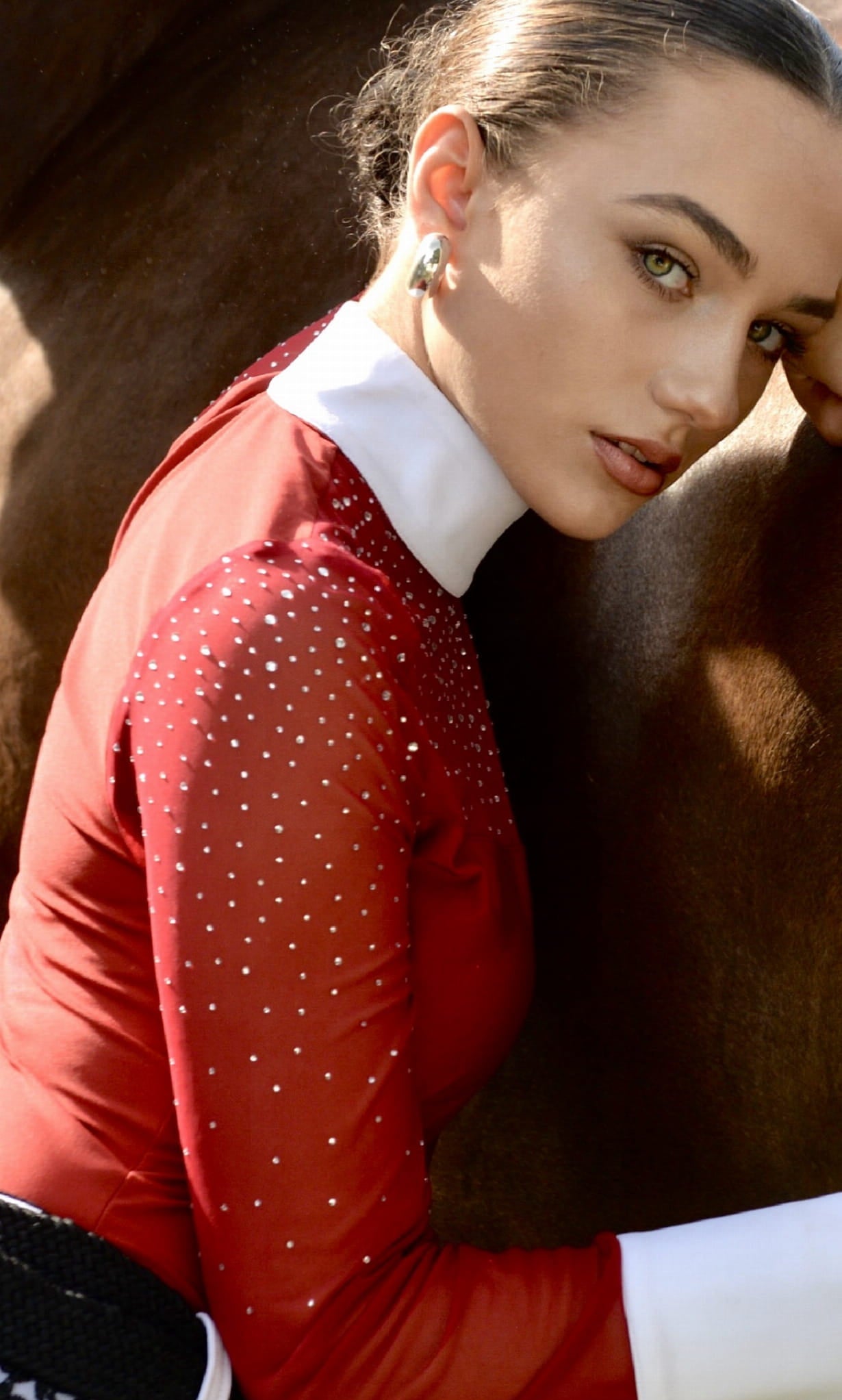 Women's Show Shirt Red Burgundy ROSALIA Design By Dalia - Equiluxe Tack - Equiluxe Tack