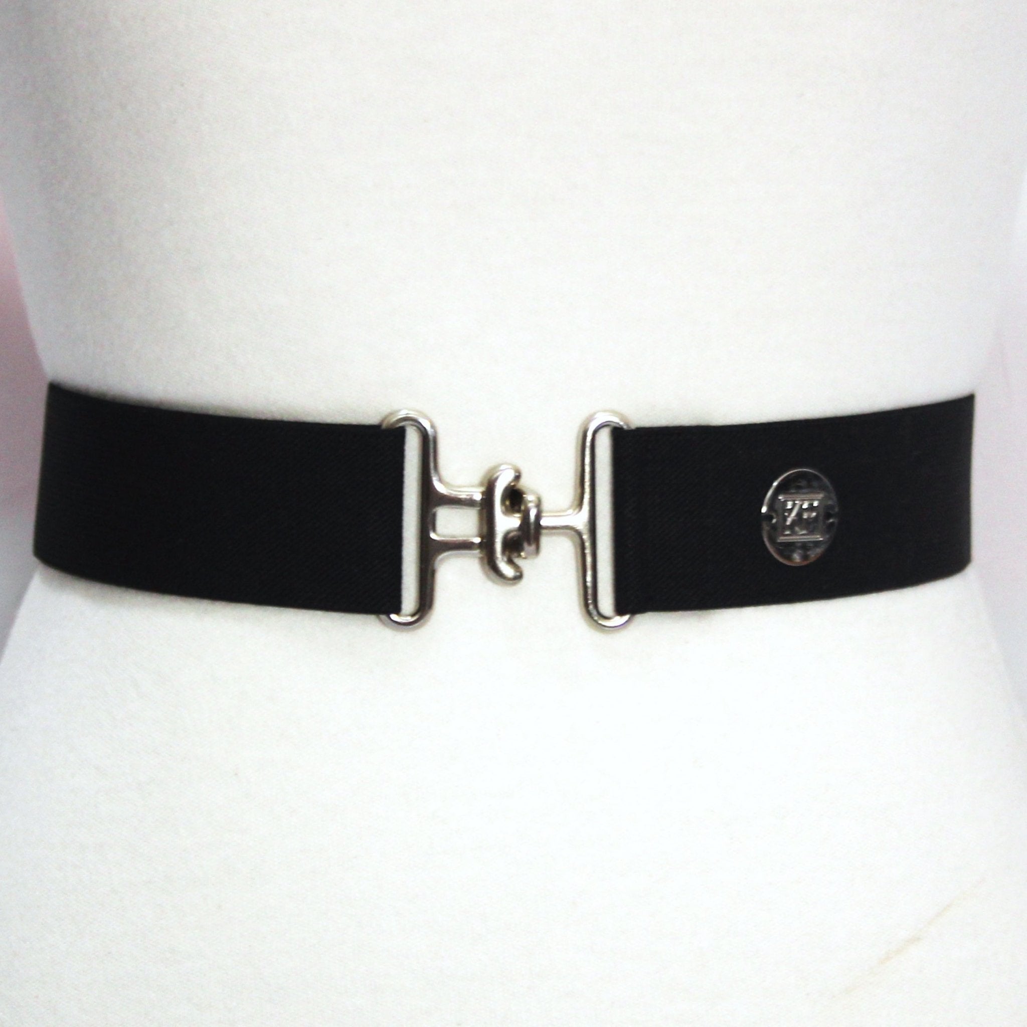 Snaffle-Trim Leather Belt - Black