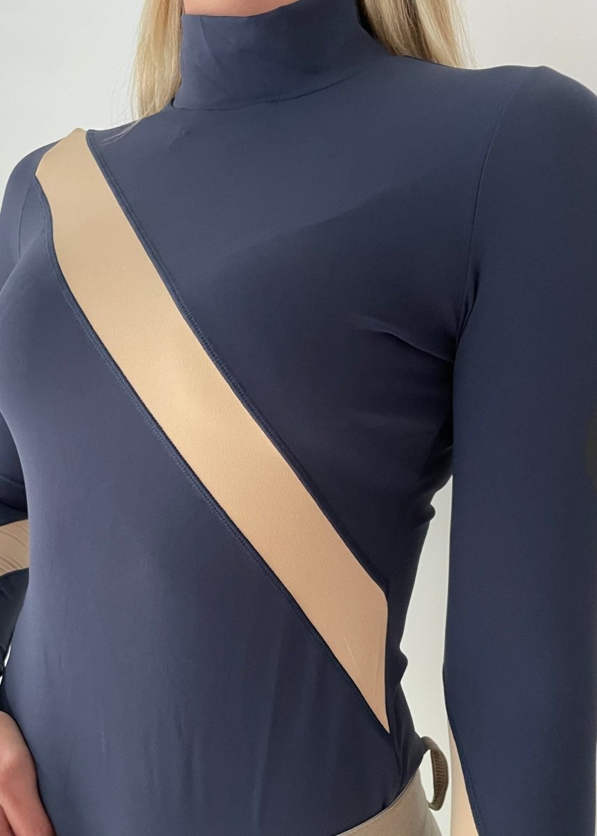 GRACE Turtleneq Long Sleeve Sunshirt - Navy & Beige - Equestrian Club - Equiluxe Tack