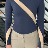 GRACE Turtleneq Long Sleeve Sunshirt - Navy & Beige - Equestrian Club - Equiluxe Tack