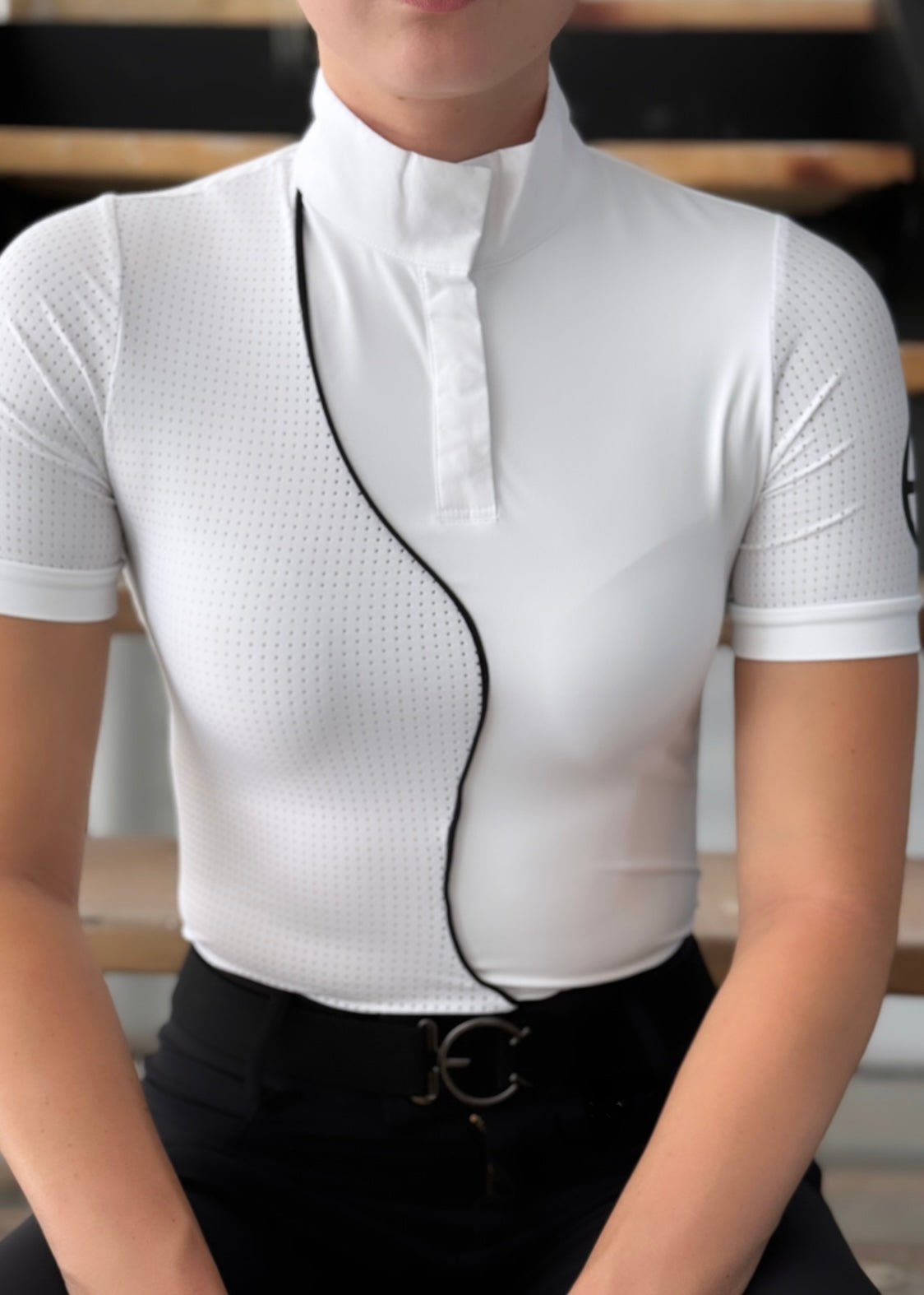 LENNA Short Sleeve Ventilated White Show Shirt - Equestrian Club - Equiluxe Tack