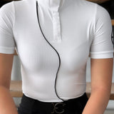 LENNA Short Sleeve Ventilated White Show Shirt - Equestrian Club - Equiluxe Tack