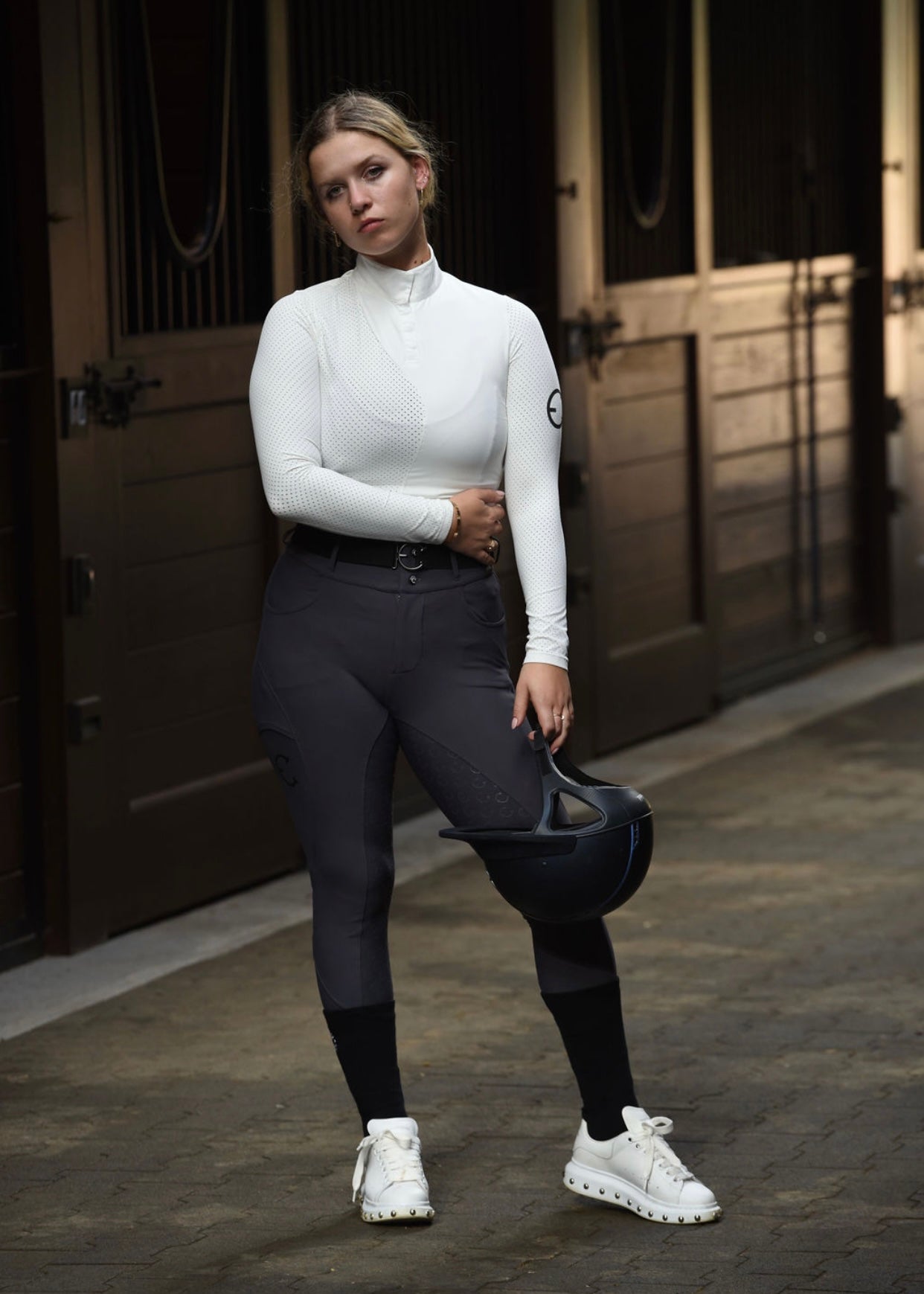 LENNA Ventilated Show Shirt Long Sleeve Sunshirt - White - Equestrian Club - Equiluxe Tack