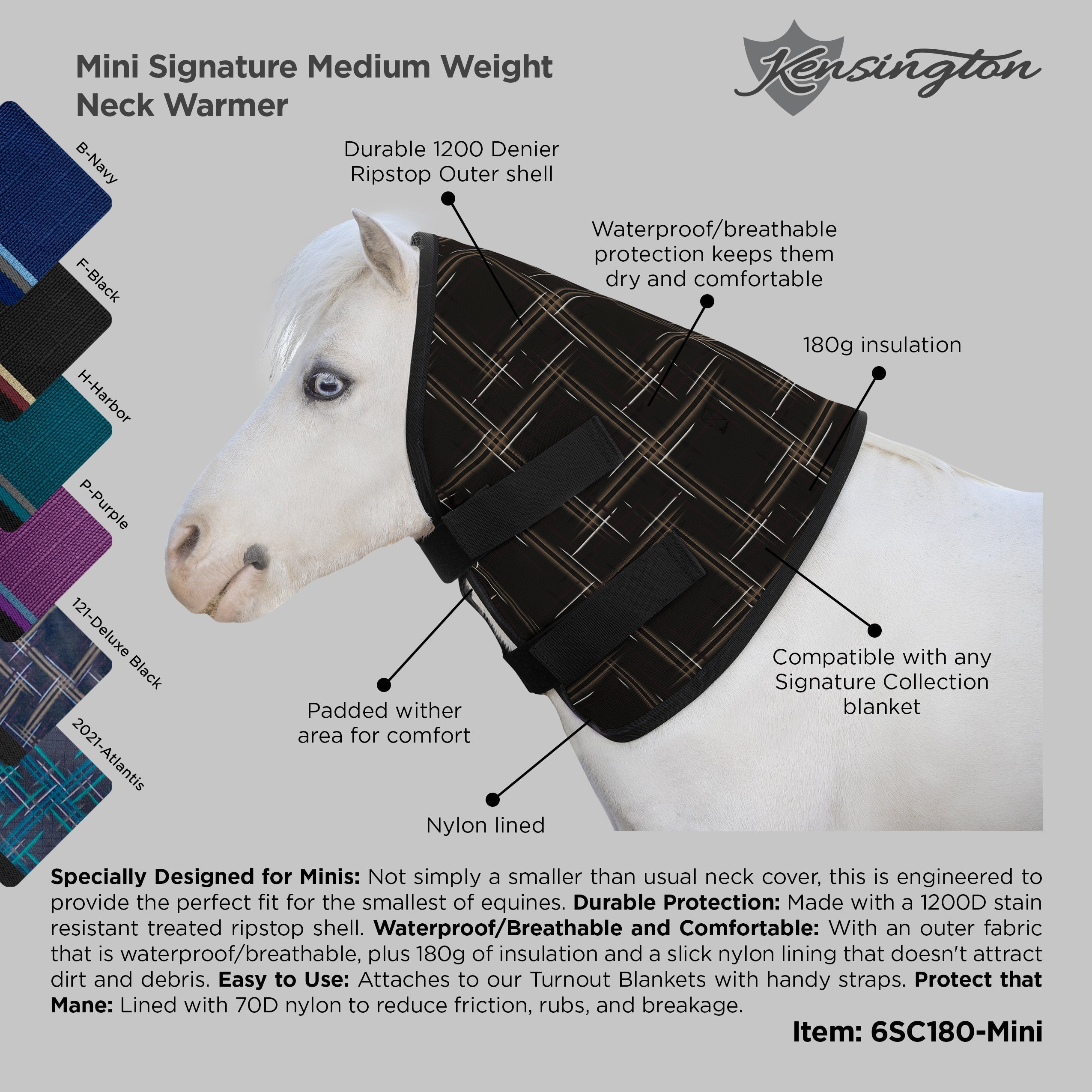 1200Denier Mini "180G" Medium Weight Waterproof & Breathable Neck Warmer - Kensington Protective Products - Equiluxe Tack