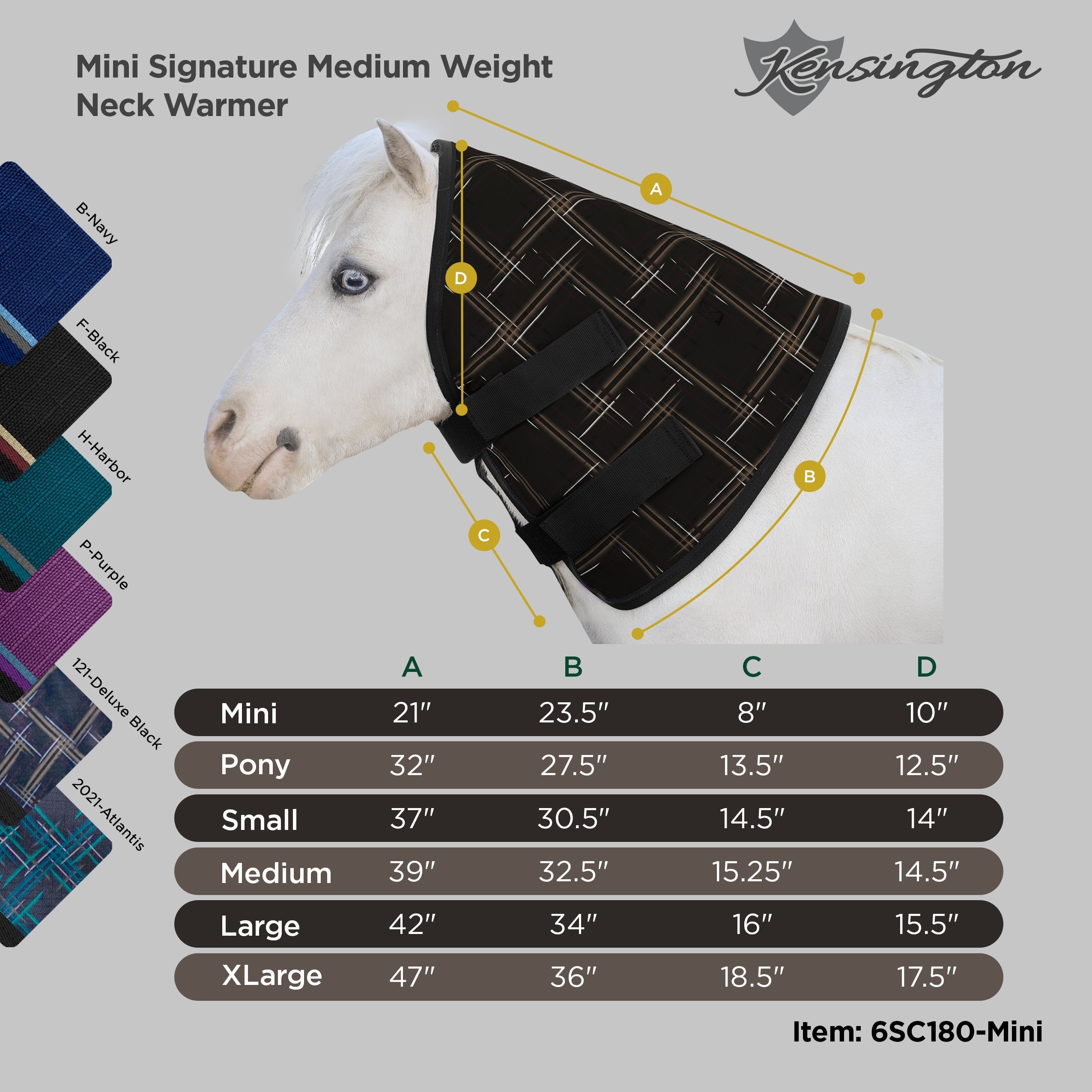 1200Denier Mini "180G" Medium Weight Waterproof & Breathable Neck Warmer - Kensington Protective Products - Equiluxe Tack