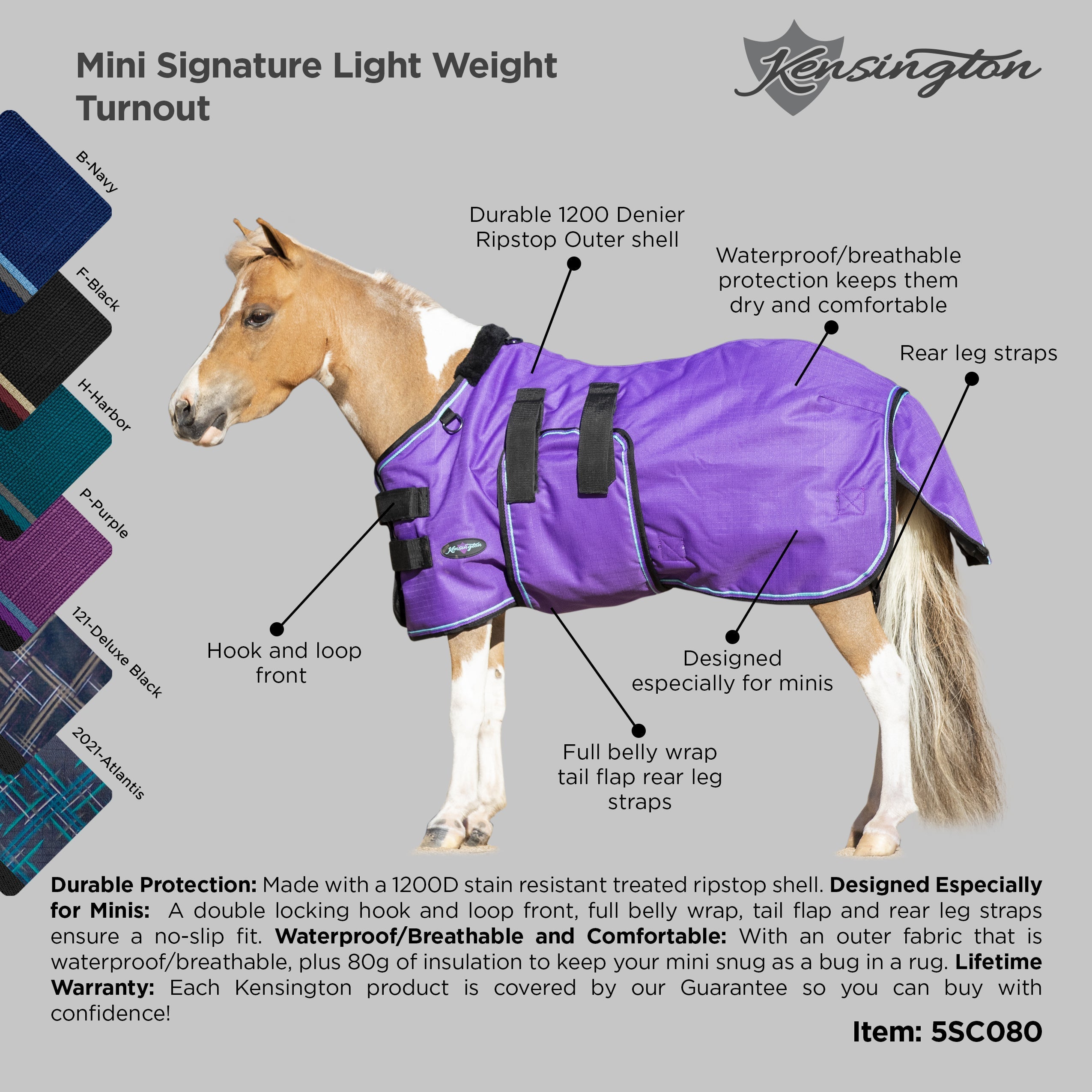 1200Denier Mini "80G" Ultra Light Weight Waterproof & Breathable Winter Turnout - Kensington Protective Products - Equiluxe Tack