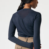PS of Sweden Leandra Long Sleeve Striped Mesh Top - Navy