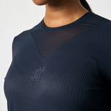 PS of Sweden Leandra Long Sleeve Striped Mesh Top - Navy