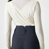 PS of Sweden Leandra Long Sleeve Striped Mesh Top - Vanilla Beige