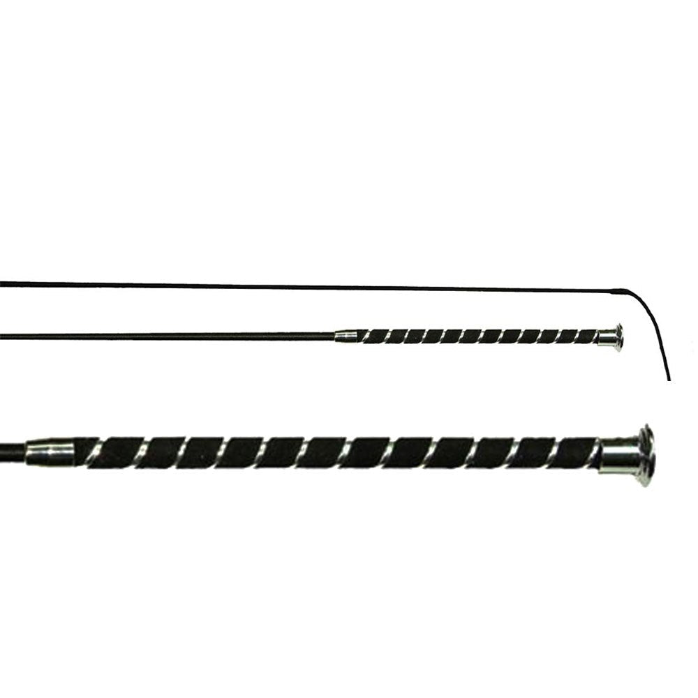 43" Dressage Silver Whip with Spirial Velveteen Handle - Black - 0 - Equiluxe Tack