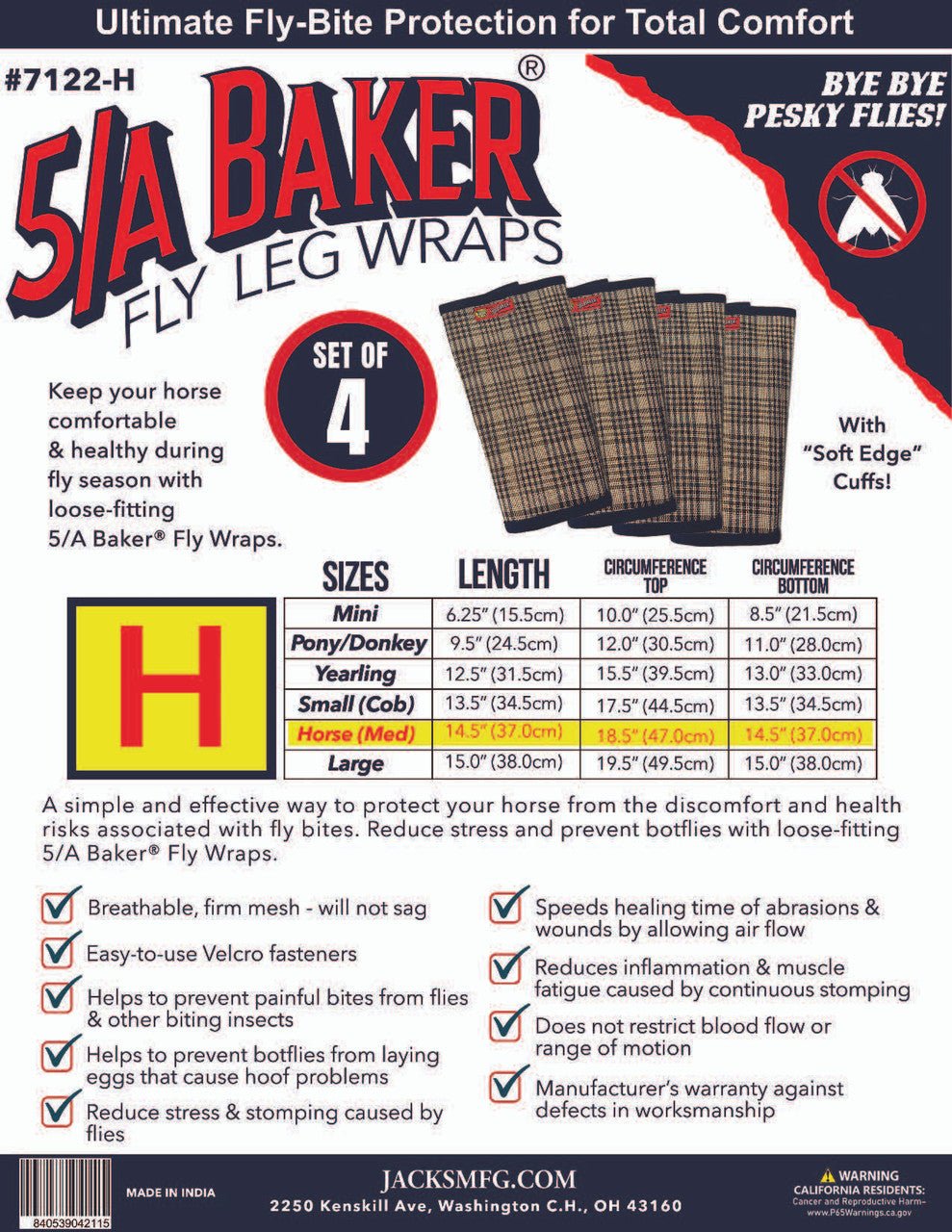 5/A Baker® Fly Leg Wraps - 5/A Baker® - Equiluxe Tack