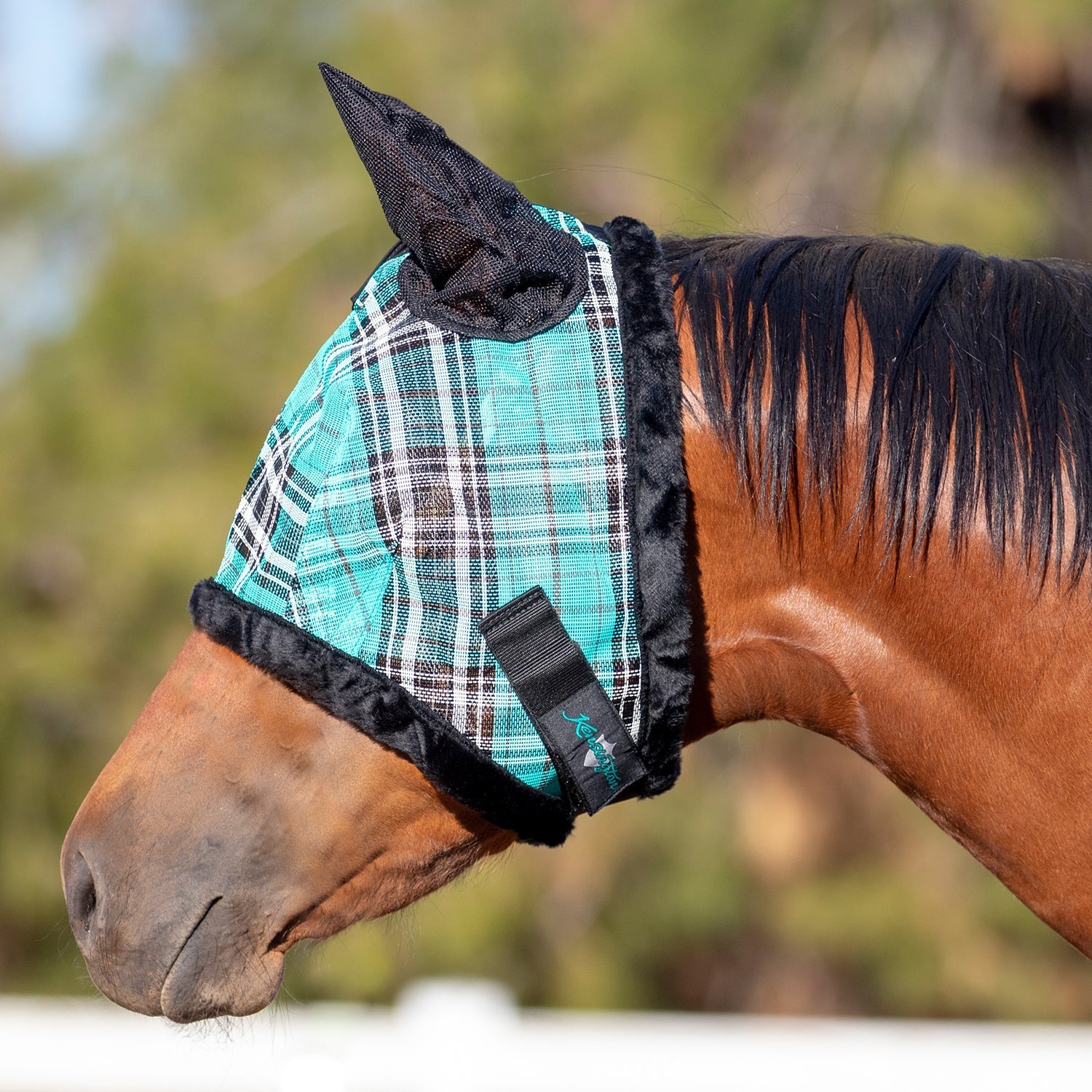 73% UV Fly Mask with Fleece - Soft Mesh Ears & Forelock Opening - Kensington Protective Products - Equiluxe Tack