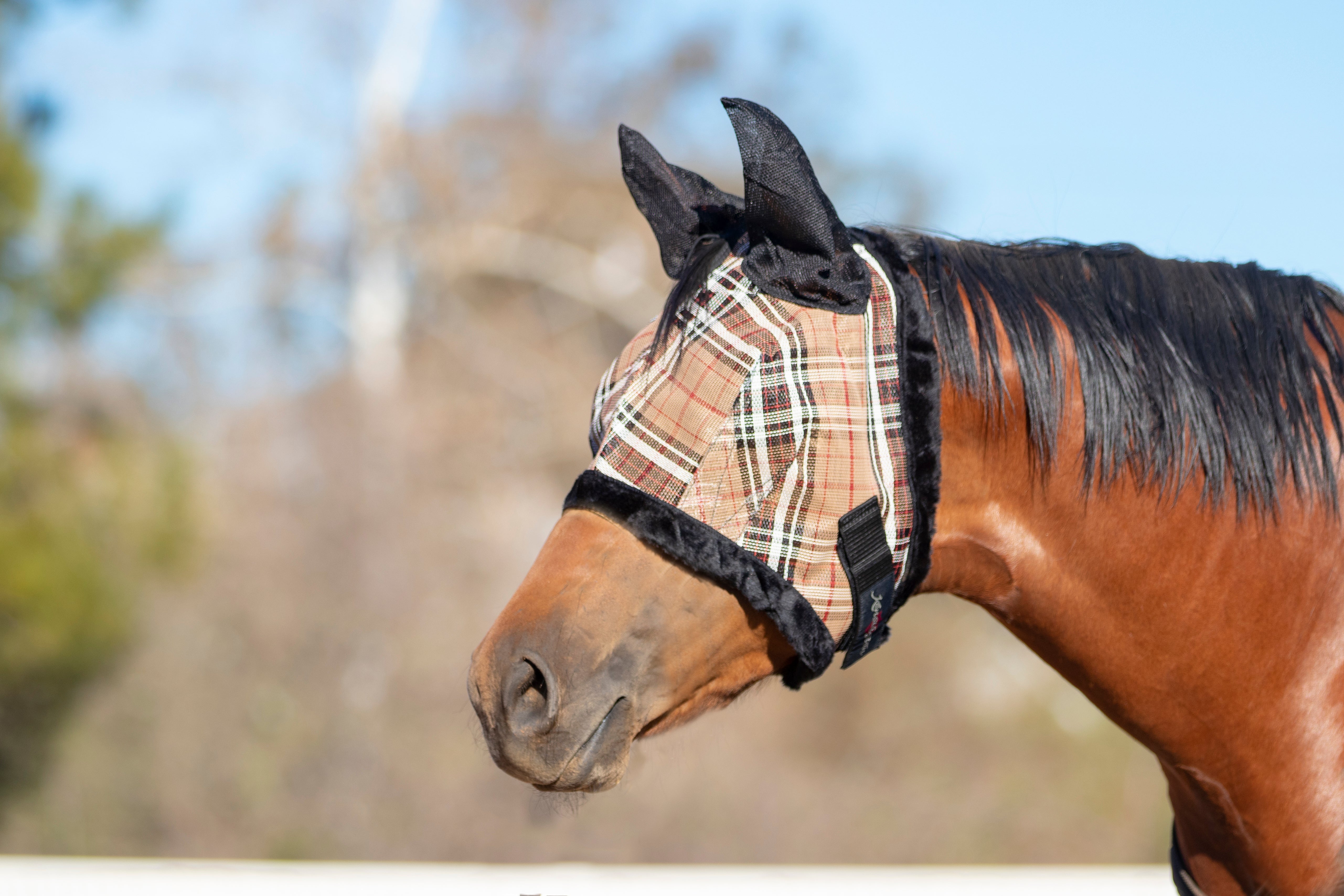 73% UV Fly Mask with Fleece - Soft Mesh Ears & Forelock Opening - Kensington Protective Products - Equiluxe Tack