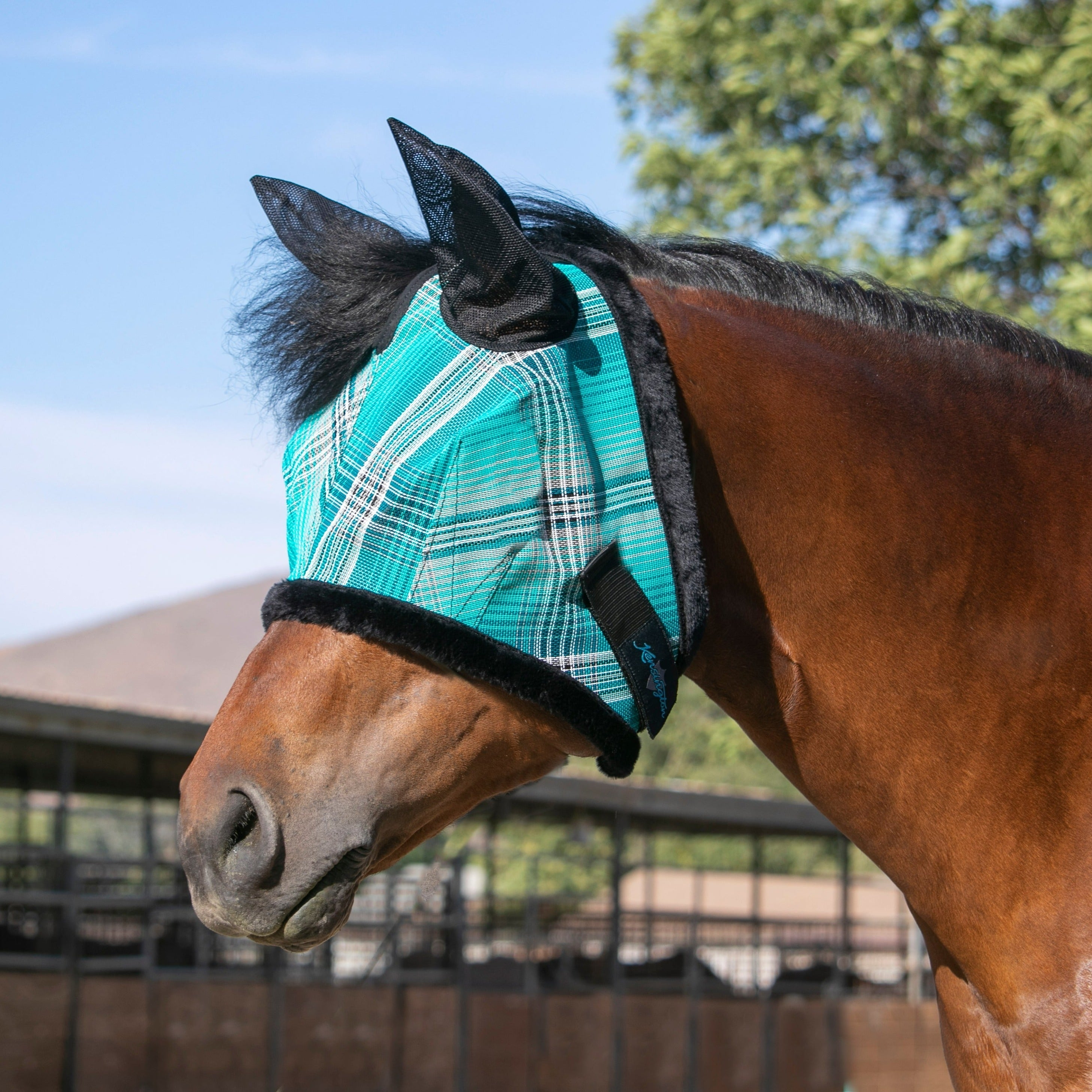 73% UV Fly Mask with Fleece - Soft Mesh Ears & Forelock Opening - Kensington Protective Products - Equiluxe Tack