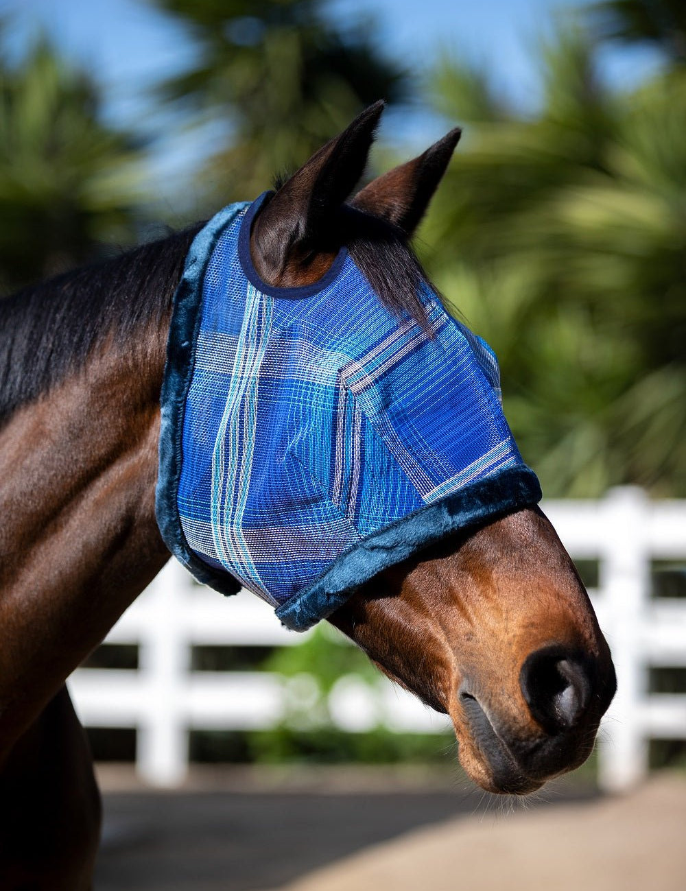 73% UV Fly Mask with Fleece Trim - Dual Ear Opening & Forelock Freedom - Kensington Protective Products - Equiluxe Tack