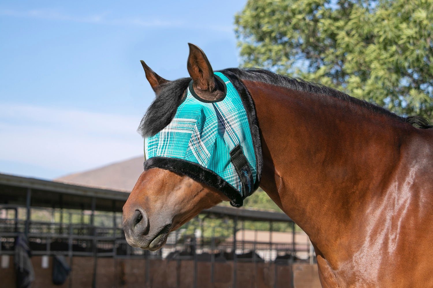 73% UV Fly Mask with Fleece Trim - Dual Ear Opening & Forelock Freedom - Kensington Protective Products - Equiluxe Tack