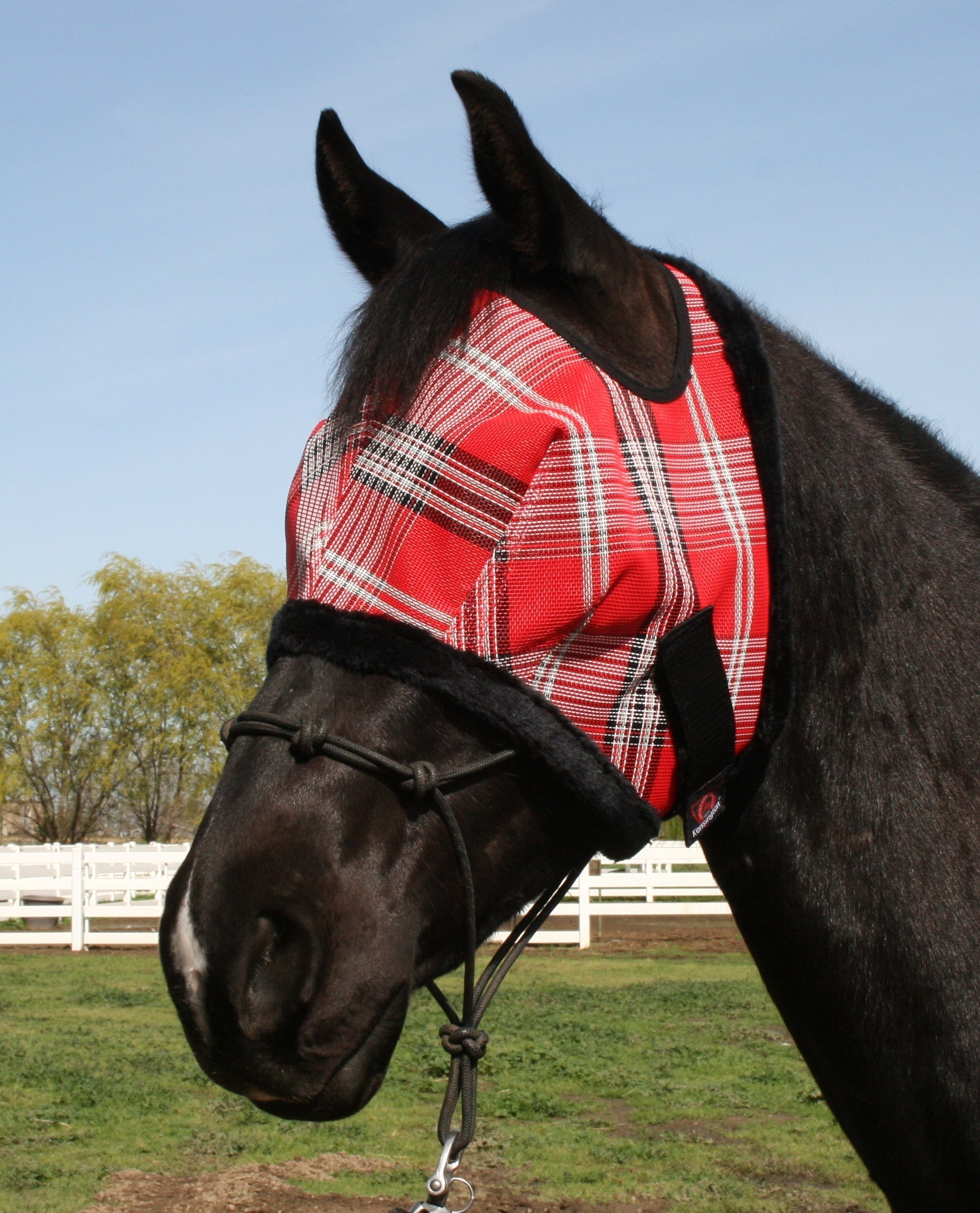 73% UV Fly Mask with Fleece Trim - Open Ear Design with Forelock Freedom - Kensington Protective Products - Equiluxe Tack