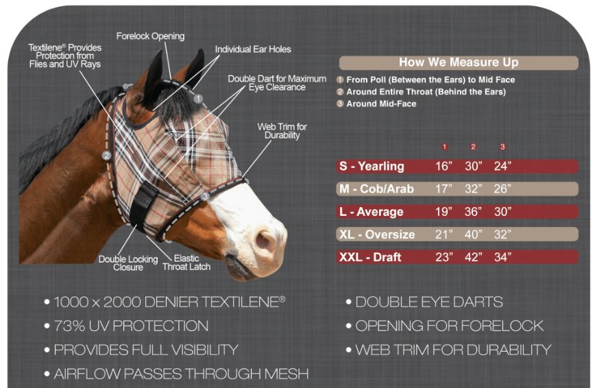 73% UV Fly Mask with Web Trim - Dual Ear Opening & Forelock Freedom - Kensington Protective Products - Equiluxe Tack