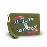 Tucker Tweed Lucky You, Lucky Me Large Beaded Pouch