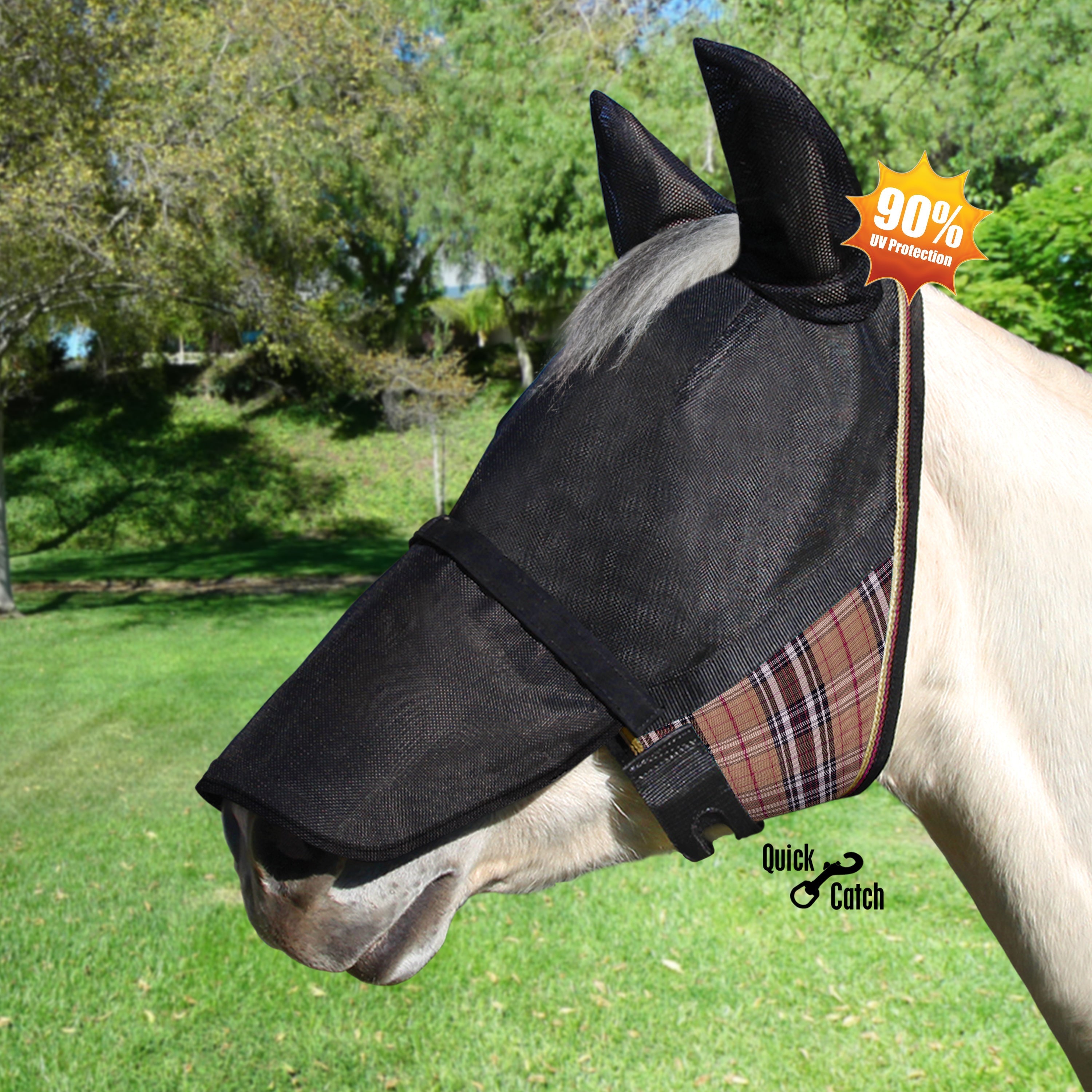 90% UV Fly Mask CatchMask UViator - Soft Mesh Ears, Removable Nose & Forelock Opening - Kensington Protective Products - Equiluxe Tack