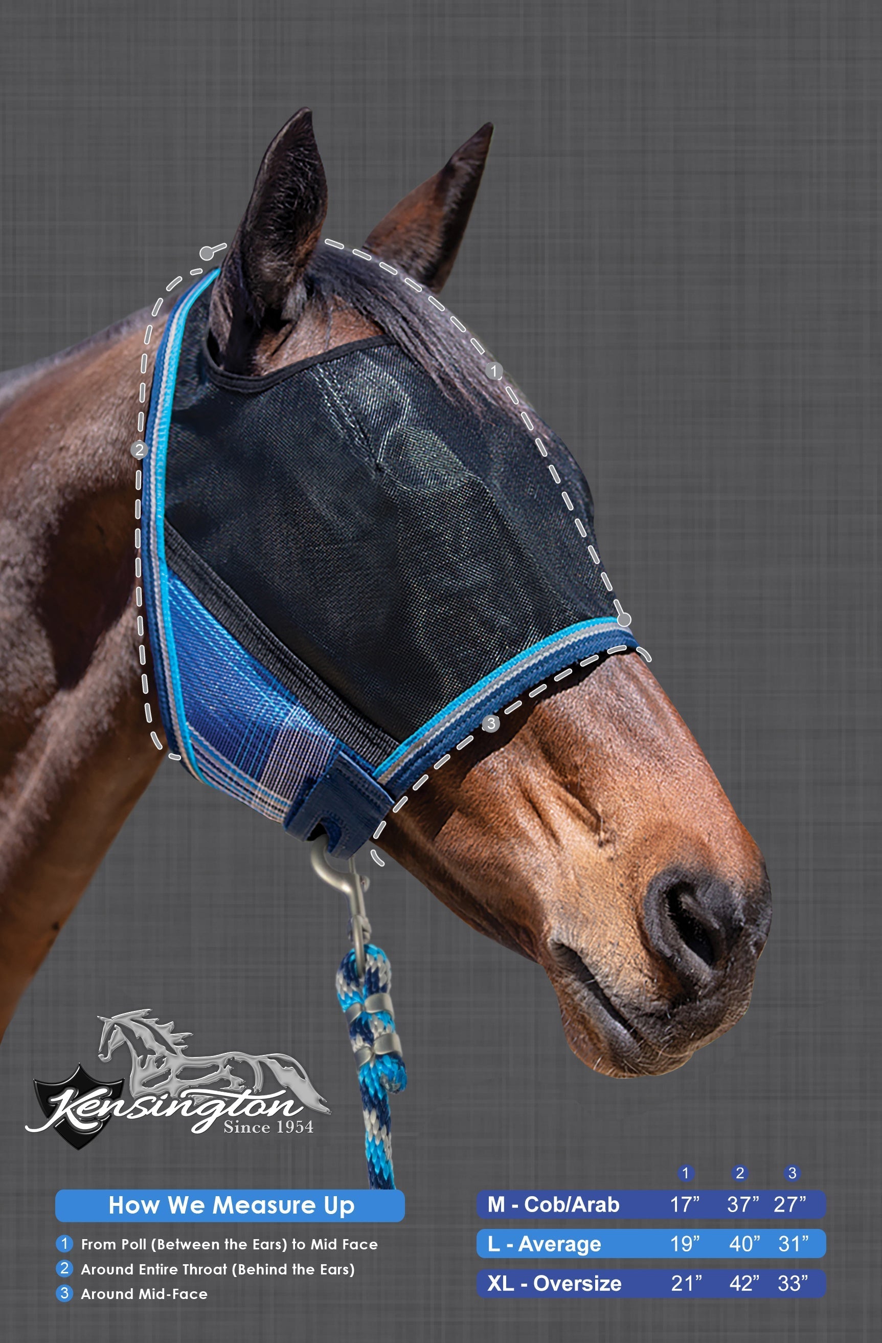 90% UV Fly Mask CatchMask UViator - without Ears & Forelock Freedom - Kensington Protective Products - Equiluxe Tack