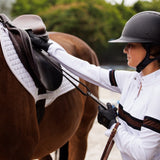 Essex Classics Cambridge Ladies Long Sleeve Show Shirt - White with Black & Chocolate