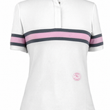 Essex Classics Cambridge Ladies Short Sleeve Show Shirt - White with Grey & Pink