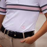 Essex Classics Cambridge Ladies Short Sleeve Show Shirt - White with Grey & Pink