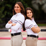 Essex Classics Cambridge Ladies Long Sleeve Show Shirt - White with Grey & Pink