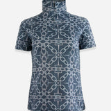Ronner Bliss Quarter Zip Chainlink Print | Short Sleeve | Navy