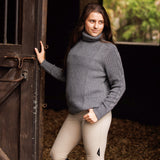 Essex Classics Laced Rein Cable Knit Sweater - Charcoal