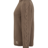 Essex Classics Laced Rein Cable Knit Sweater - Tan