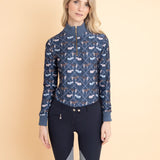 Rönner Emberly Q-Zip Medium Weight | Long Sleeve |  Victory Print | Navy