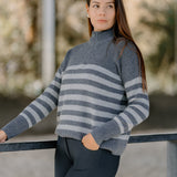Hannah Childs Sassy Boyfriend Stripe 1/4 Zip Sweater