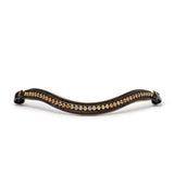 Halter Ego The Vienna Brown Patent Leather Snaffle Bridle with Bronze Golden Sparkle Piping