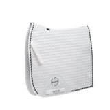 Halter Ego European Cotton Dressage Saddle Pad - White & Black Twist Trim Cob